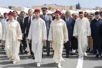 Le Prince héritier Moulay El Hassan et le Prince Moulay Rachid aux funérailles de feu Abdelouahed Radi