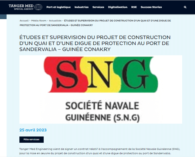 Tanger Med signe un contrat avec la Société navale guinéenne