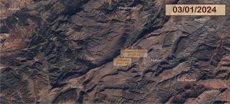 Images satellites des dernières neiges sur le massif du Bouiblane