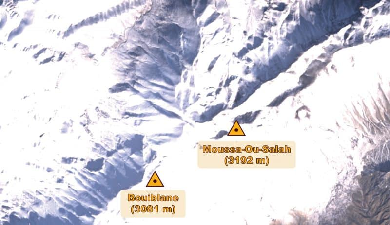 Images satellites des dernières neiges sur le massif du Bouiblane