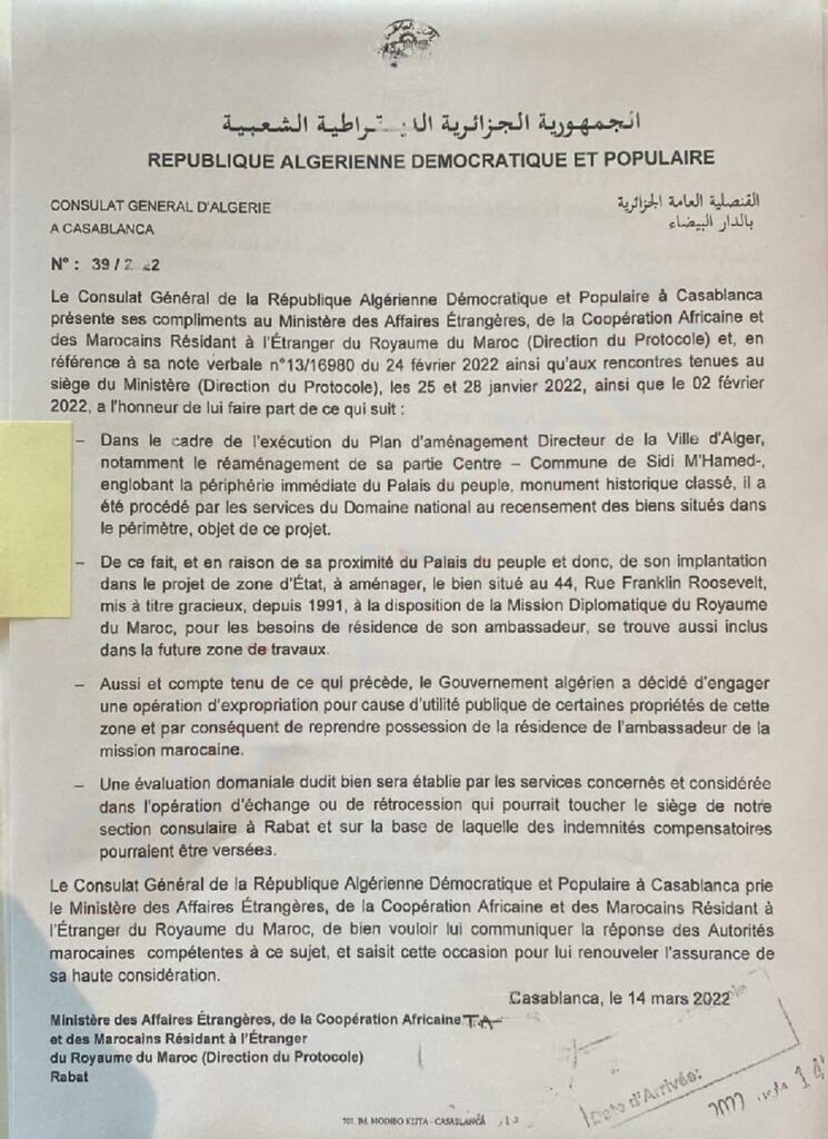 Expropriation d’un bien algérien : les documents qui balaient les allégations des voisins