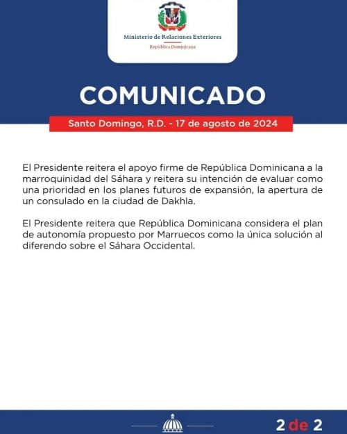 La République Dominicaine reconnaît la marocanité du Sahara