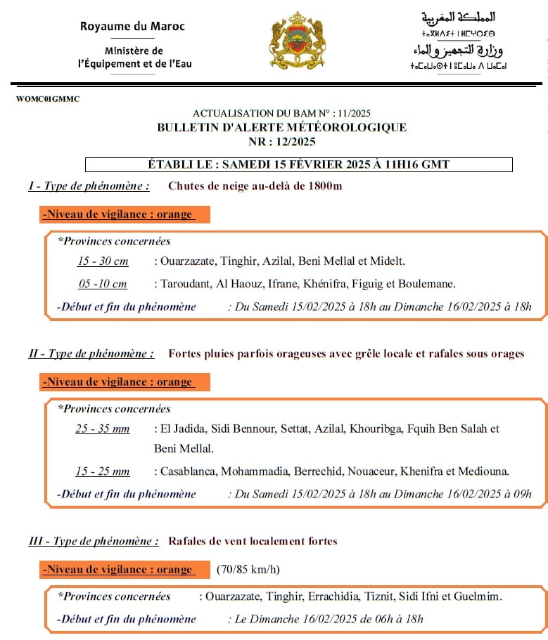 Alerte météo: chutes de neige sur les hauteurs, fortes pluies, orages et grêle