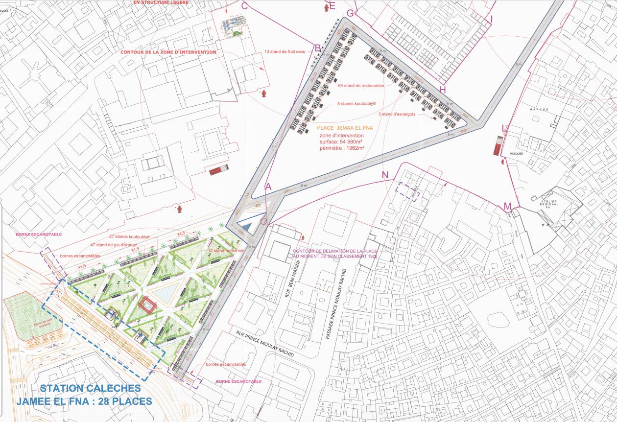 Le plan d'aménagement de la place Jemaa Lfna avance bien. Deux marchés ont été attribués.