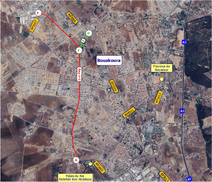 Plans des tracés concernés par les travaux de voirie à Bouskoura - Lot 1
