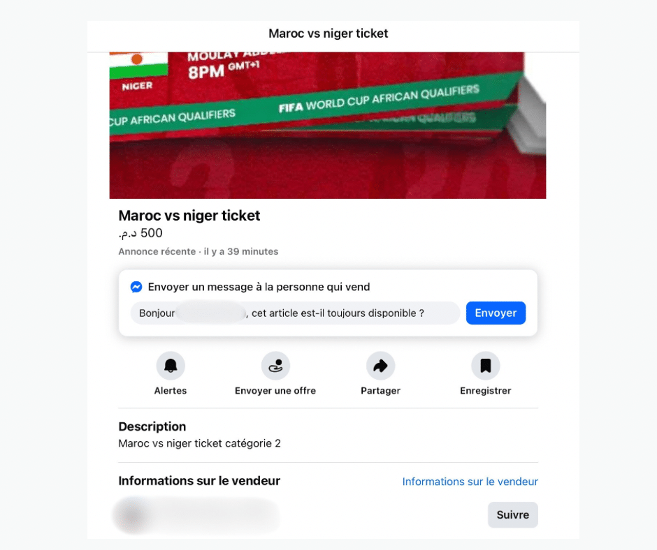 Maroc-Niger : les billets épuisés, le marché noir explose Billet Maroc - Niger vendu au marché noir
