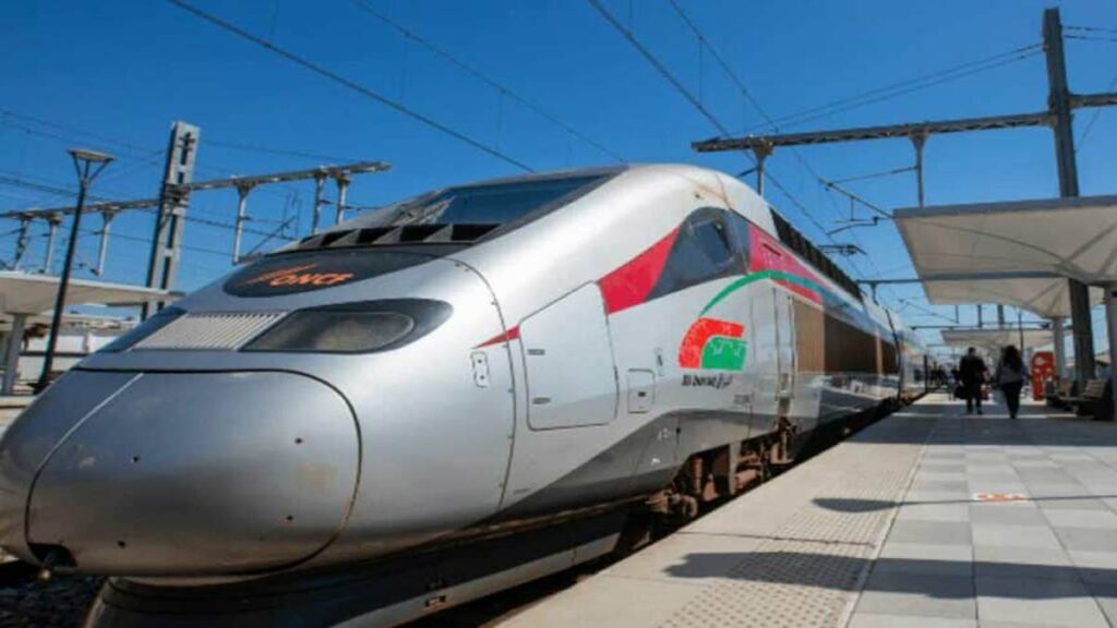 Train Al Boraq de l’ONCF illustrant le projet d’extension de la LGV Kénitra-Marrakech.