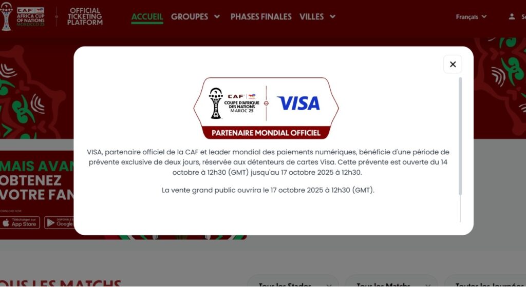AFCON 2025: Tickets Now Available on “tickets.cafonline”