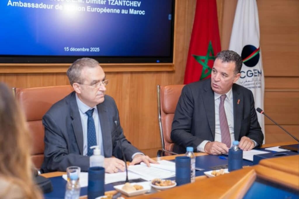 Le président de la Confédération générale des entreprises du Maroc (CGEM), Chakib Alj, a reçu, le 15 décembre 2025 à Casablanca, l’ambassadeur de l’Union européenne au Maroc, Demiter Tzantchev.