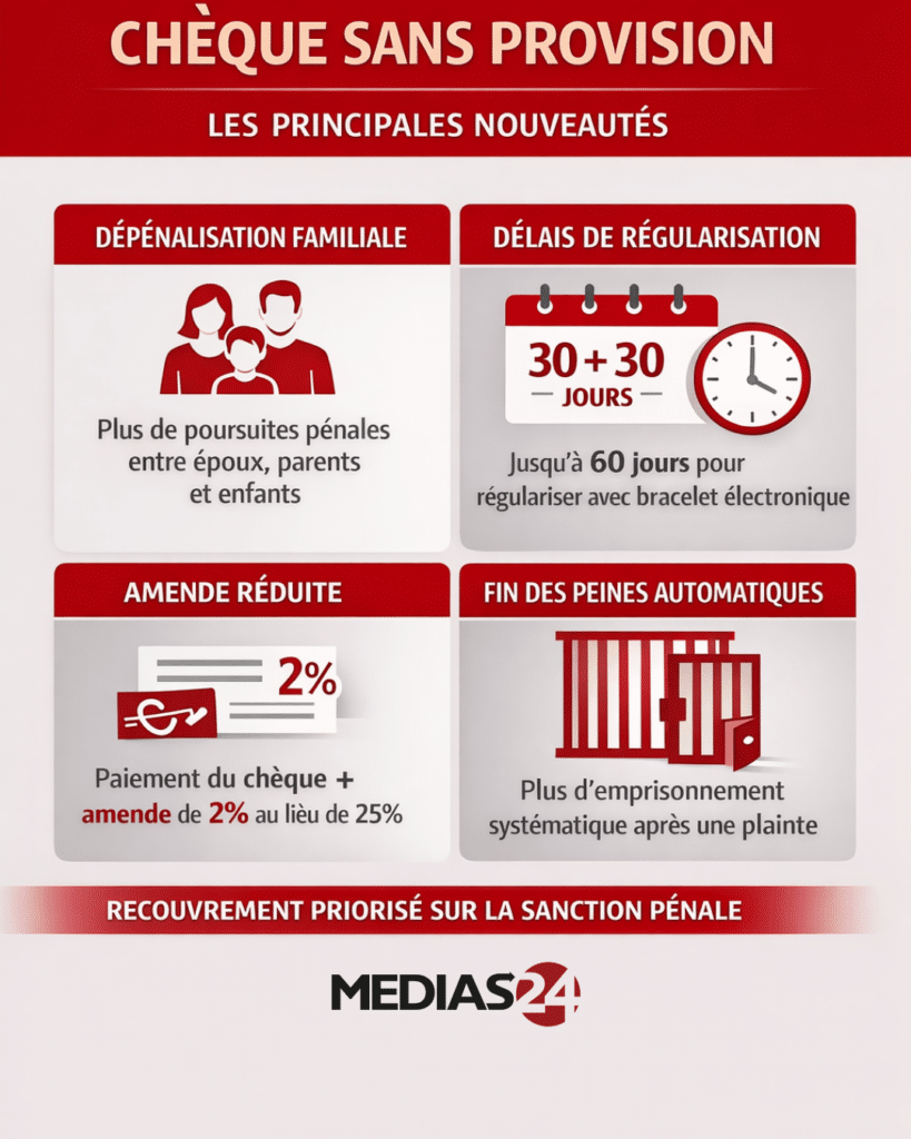 Nouvelle loi sur le chèque : dépénalisation en famille, délais et fin de la prison automatique