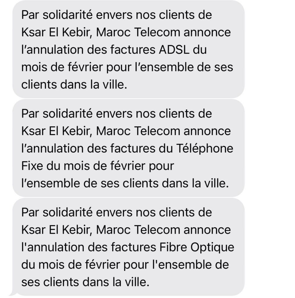 Après les intempéries, les opérateurs télécoms annulent les factures internet à Ksar El Kébir